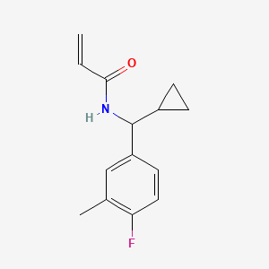 molecular formula C14H16FNO B2740001 N-[Cyclopropyl-(4-fluoro-3-methylphenyl)methyl]prop-2-enamide CAS No. 2305401-36-7