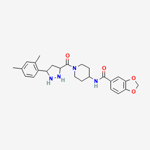 molecular formula C25H26N4O4 B2740046 N-{1-[3-(2,4-dimethylphenyl)-1H-pyrazole-5-carbonyl]piperidin-4-yl}-2H-1,3-benzodioxole-5-carboxamide CAS No. 1319130-29-4