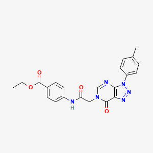 molecular formula C22H20N6O4 B2740074 ethyl 4-(2-(7-oxo-3-(p-tolyl)-3H-[1,2,3]triazolo[4,5-d]pyrimidin-6(7H)-yl)acetamido)benzoate CAS No. 892480-07-8