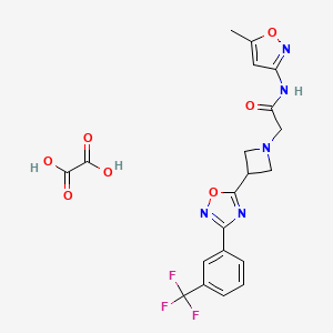 molecular formula C20H18F3N5O7 B2740143 N-(5-methylisoxazol-3-yl)-2-(3-(3-(3-(trifluoromethyl)phenyl)-1,2,4-oxadiazol-5-yl)azetidin-1-yl)acetamide oxalate CAS No. 1351658-06-4