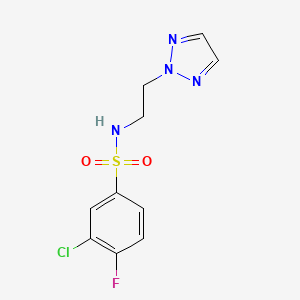 molecular formula C10H10ClFN4O2S B2740152 N-(2-(2H-1,2,3-triazol-2-yl)ethyl)-3-chloro-4-fluorobenzenesulfonamide CAS No. 2097896-80-3
