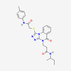 molecular formula C25H28N6O3S B2740156 N-(butan-2-yl)-3-[1-({[(4-methylphenyl)carbamoyl]methyl}sulfanyl)-5-oxo-4H,5H-[1,2,4]triazolo[4,3-a]quinazolin-4-yl]propanamide CAS No. 1112434-59-9