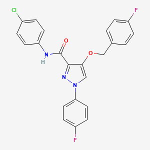 molecular formula C23H16ClF2N3O2 B2740181 N-(4-chlorophenyl)-1-(4-fluorophenyl)-4-[(4-fluorophenyl)methoxy]-1H-pyrazole-3-carboxamide CAS No. 1208450-58-1