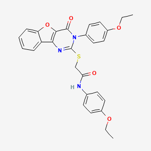 molecular formula C28H25N3O5S B2740195 N-(4-ethoxyphenyl)-2-((3-(4-ethoxyphenyl)-4-oxo-3,4-dihydrobenzofuro[3,2-d]pyrimidin-2-yl)thio)acetamide CAS No. 892278-33-0
