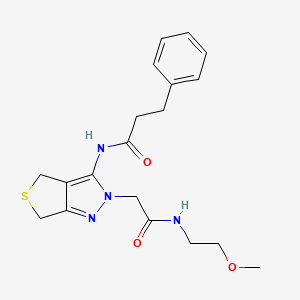 N-(2-(2-((2-methoxyethyl)amino)-2-oxoethyl)-4,6-dihydro-2H-thieno[3,4-c]pyrazol-3-yl)-3-phenylpropanamide