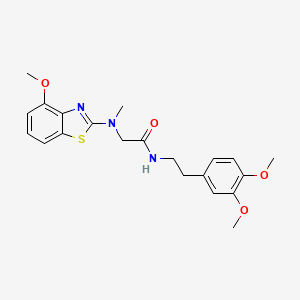 molecular formula C21H25N3O4S B2740219 N-(3,4-dimethoxyphenethyl)-2-((4-methoxybenzo[d]thiazol-2-yl)(methyl)amino)acetamide CAS No. 1351602-47-5