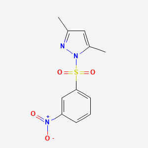 molecular formula C11H11N3O4S B2740238 3,5-Dimethyl-1-(3-nitrophenyl)sulfonylpyrazole CAS No. 476649-44-2