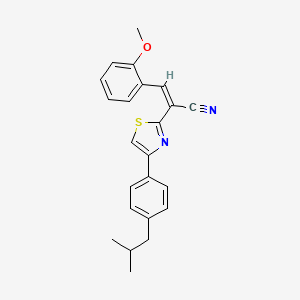 molecular formula C23H22N2OS B2740239 (Z)-2-(4-(4-isobutylphenyl)thiazol-2-yl)-3-(2-methoxyphenyl)acrylonitrile CAS No. 476668-94-7