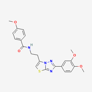 molecular formula C22H22N4O4S B2740242 N-(2-(2-(3,4-dimethoxyphenyl)thiazolo[3,2-b][1,2,4]triazol-6-yl)ethyl)-4-methoxybenzamide CAS No. 894021-60-4