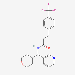 molecular formula C21H23F3N2O2 B2740252 N-[(oxan-4-yl)(pyridin-3-yl)methyl]-3-[4-(trifluoromethyl)phenyl]propanamide CAS No. 2034592-33-9