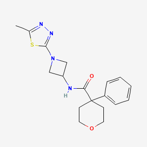 molecular formula C18H22N4O2S B2740259 N-[1-(5-Methyl-1,3,4-thiadiazol-2-yl)azetidin-3-yl]-4-phenyloxane-4-carboxamide CAS No. 2415622-04-5
