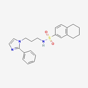 molecular formula C22H25N3O2S B2740271 N-(3-(2-phenyl-1H-imidazol-1-yl)propyl)-5,6,7,8-tetrahydronaphthalene-2-sulfonamide CAS No. 1421458-58-3