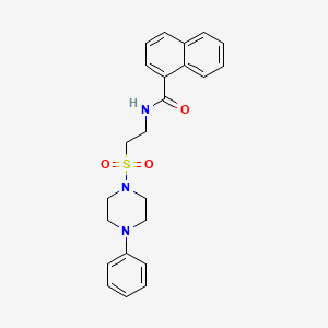 molecular formula C23H25N3O3S B2740293 N-(2-((4-phenylpiperazin-1-yl)sulfonyl)ethyl)-1-naphthamide CAS No. 897621-29-3