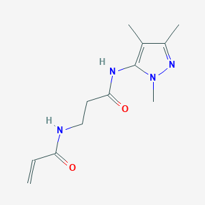molecular formula C12H18N4O2 B2740309 N-{2-[(trimethyl-1H-pyrazol-5-yl)carbamoyl]ethyl}prop-2-enamide CAS No. 2201460-69-5