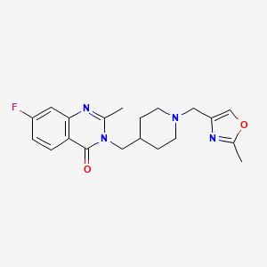molecular formula C20H23FN4O2 B2740342 7-Fluoro-2-methyl-3-({1-[(2-methyl-1,3-oxazol-4-yl)methyl]piperidin-4-yl}methyl)-3,4-dihydroquinazolin-4-one CAS No. 2415516-69-5