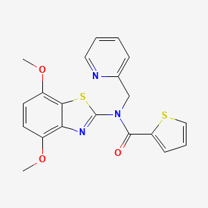 molecular formula C20H17N3O3S2 B2740344 N-(4,7-dimethoxybenzo[d]thiazol-2-yl)-N-(pyridin-2-ylmethyl)thiophene-2-carboxamide CAS No. 923088-55-5