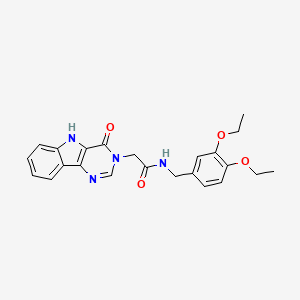 molecular formula C23H24N4O4 B2740349 N-[(3,4-diethoxyphenyl)methyl]-2-{4-oxo-3H,4H,5H-pyrimido[5,4-b]indol-3-yl}acetamide CAS No. 1189953-29-4