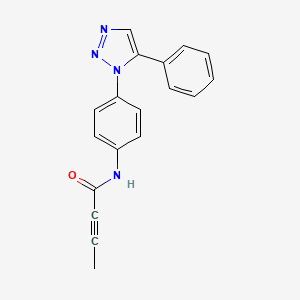 molecular formula C18H14N4O B2740363 N-(4-(5-phenyl-1H-1,2,3-triazol-1-yl)phenyl)but-2-ynamide CAS No. 2097911-57-2