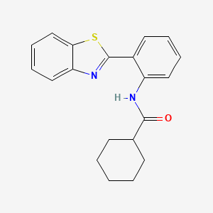 molecular formula C20H20N2OS B2740367 N-[2-(1,3-benzothiazol-2-yl)phenyl]cyclohexanecarboxamide CAS No. 477569-71-4