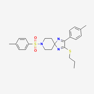 molecular formula C24H29N3O2S2 B2740378 8-(4-Methylbenzenesulfonyl)-2-(4-methylphenyl)-3-(propylsulfanyl)-1,4,8-triazaspiro[4.5]deca-1,3-diene CAS No. 894925-05-4