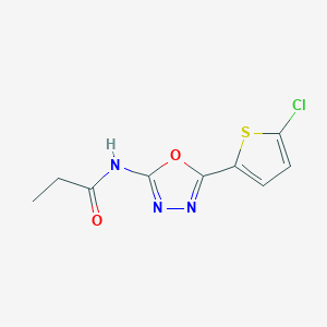molecular formula C9H8ClN3O2S B2740398 N-[5-(5-chlorothiophen-2-yl)-1,3,4-oxadiazol-2-yl]propanamide CAS No. 865543-65-3