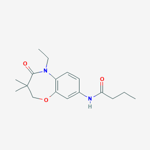 molecular formula C17H24N2O3 B2740405 N-(5-ethyl-3,3-dimethyl-4-oxo-2,3,4,5-tetrahydrobenzo[b][1,4]oxazepin-8-yl)butyramide CAS No. 921793-21-7
