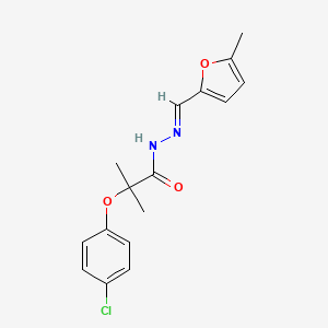 molecular formula C16H17ClN2O3 B2740407 2-(4-CHLOROPHENOXY)-2-METHYL-N'-[(1E)-(5-METHYLFURAN-2-YL)METHYLIDENE]PROPANEHYDRAZIDE CAS No. 627038-31-7