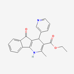 molecular formula C21H18N2O3 B2740414 ethyl 2-methyl-5-oxo-4-(pyridin-3-yl)-4,5-dihydro-1H-indeno[1,2-b]pyridine-3-carboxylate CAS No. 445221-52-3