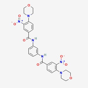 molecular formula C28H28N6O8 B2740456 N,N'-(1,3-phenylene)bis(4-morpholino-3-nitrobenzamide) CAS No. 476356-80-6