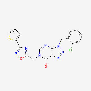 molecular formula C18H12ClN7O2S B2740540 3-(2-chlorobenzyl)-6-((3-(thiophen-2-yl)-1,2,4-oxadiazol-5-yl)methyl)-3H-[1,2,3]triazolo[4,5-d]pyrimidin-7(6H)-one CAS No. 1207014-10-5