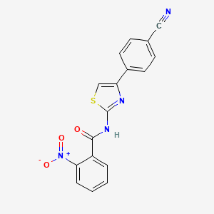 molecular formula C17H10N4O3S B2740546 N-[4-(4-cyanophenyl)-1,3-thiazol-2-yl]-2-nitrobenzamide CAS No. 475043-63-1