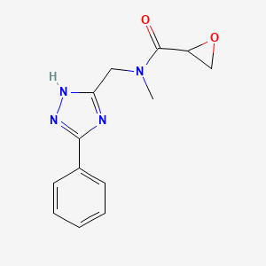 molecular formula C13H14N4O2 B2740549 N-Methyl-N-[(3-phenyl-1H-1,2,4-triazol-5-yl)methyl]oxirane-2-carboxamide CAS No. 2411224-09-2