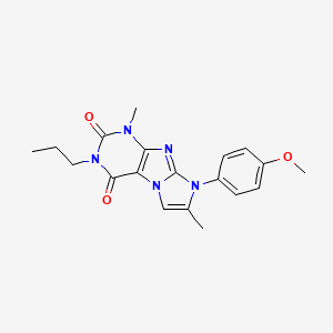 molecular formula C19H21N5O3 B2740564 8-(4-methoxyphenyl)-1,7-dimethyl-3-propyl-1H-imidazo[2,1-f]purine-2,4(3H,8H)-dione CAS No. 877643-98-6