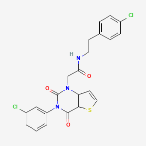 molecular formula C22H17Cl2N3O3S B2740567 2-[3-(3-chlorophenyl)-2,4-dioxo-1H,2H,3H,4H-thieno[3,2-d]pyrimidin-1-yl]-N-[2-(4-chlorophenyl)ethyl]acetamide CAS No. 1260933-64-9