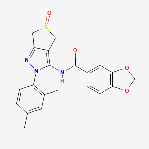 molecular formula C21H19N3O4S B2740573 N-[2-(2,4-dimethylphenyl)-5-oxo-2H,4H,6H-5lambda4-thieno[3,4-c]pyrazol-3-yl]-2H-1,3-benzodioxole-5-carboxamide CAS No. 1007476-07-4