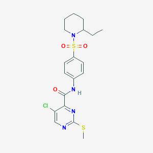 molecular formula C19H23ClN4O3S2 B2740576 5-chloro-N-{4-[(2-ethylpiperidin-1-yl)sulfonyl]phenyl}-2-(methylsulfanyl)pyrimidine-4-carboxamide CAS No. 879953-37-4