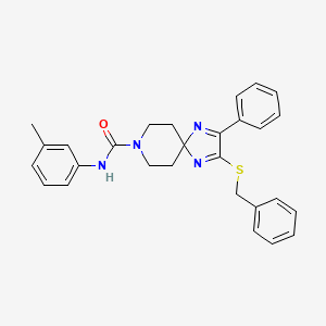 molecular formula C28H28N4OS B2740591 2-(BENZYLSULFANYL)-N-(3-METHYLPHENYL)-3-PHENYL-1,4,8-TRIAZASPIRO[4.5]DECA-1,3-DIENE-8-CARBOXAMIDE CAS No. 894884-46-9