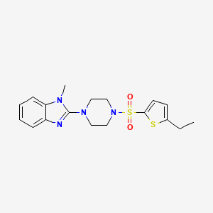 molecular formula C18H22N4O2S2 B2740674 2-(4-((5-ethylthiophen-2-yl)sulfonyl)piperazin-1-yl)-1-methyl-1H-benzo[d]imidazole CAS No. 1226435-21-7