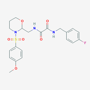 B2740706 N1-(4-fluorobenzyl)-N2-((3-((4-methoxyphenyl)sulfonyl)-1,3-oxazinan-2-yl)methyl)oxalamide CAS No. 869071-52-3
