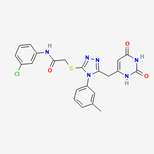molecular formula C22H19ClN6O3S B2740710 N-(3-chlorophenyl)-2-({5-[(2,6-dioxo-1,2,3,6-tetrahydropyrimidin-4-yl)methyl]-4-(3-methylphenyl)-4H-1,2,4-triazol-3-yl}sulfanyl)acetamide CAS No. 852047-57-5