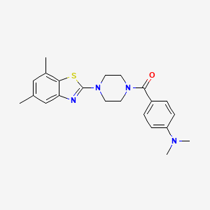 molecular formula C22H26N4OS B2740711 4-[4-(5,7-dimethyl-1,3-benzothiazol-2-yl)piperazine-1-carbonyl]-N,N-dimethylaniline CAS No. 897483-53-3