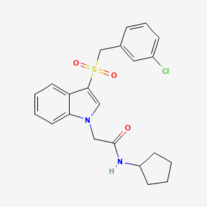 molecular formula C22H23ClN2O3S B2740714 2-{3-[(3-chlorophenyl)methanesulfonyl]-1H-indol-1-yl}-N-cyclopentylacetamide CAS No. 893285-79-5