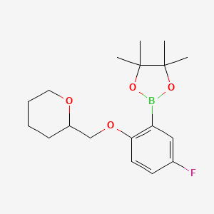 2-[5-Fluoro-2-(oxan-2-ylmethoxy)phenyl]-4,4,5,5-tetramethyl-1,3,2-dioxaborolane