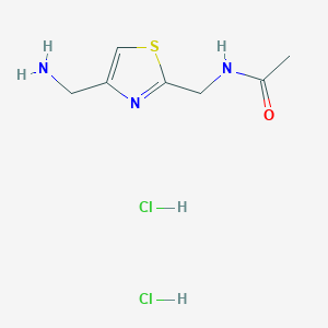 molecular formula C7H13Cl2N3OS B2740760 N-[[4-(Aminomethyl)-1,3-thiazol-2-yl]methyl]acetamide;dihydrochloride CAS No. 2551118-23-9