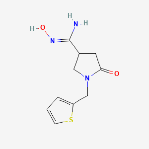molecular formula C10H13N3O2S B2740794 N'-hydroxy-5-oxo-1-(2-thienylmethyl)pyrrolidine-3-carboximidamide CAS No. 2063651-16-9