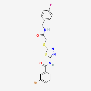 molecular formula C18H14BrFN4O2S2 B2740806 3-bromo-N-(5-((2-((4-fluorobenzyl)amino)-2-oxoethyl)thio)-1,3,4-thiadiazol-2-yl)benzamide CAS No. 868974-53-2