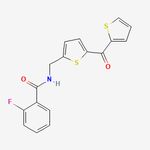 2-fluoro-N-((5-(thiophene-2-carbonyl)thiophen-2-yl)methyl)benzamide