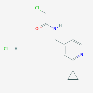 molecular formula C11H14Cl2N2O B2740838 2-Chloro-N-[(2-cyclopropylpyridin-4-yl)methyl]acetamide;hydrochloride CAS No. 2411217-76-8