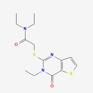 molecular formula C14H19N3O2S2 B2740842 N,N-diethyl-2-({3-ethyl-4-oxo-3H,4H-thieno[3,2-d]pyrimidin-2-yl}sulfanyl)acetamide CAS No. 1252864-45-1