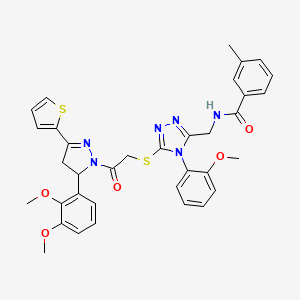 N-((5-((2-(5-(2,3-dimethoxyphenyl)-3-(thiophen-2-yl)-4,5-dihydro-1H-pyrazol-1-yl)-2-oxoethyl)thio)-4-(2-methoxyphenyl)-4H-1,2,4-triazol-3-yl)methyl)-3-methylbenzamide